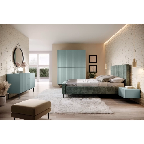 Komoda Nicole 150 cm z szufladami i półkami - szałwia / czarne nóżki - Limitowana oferta